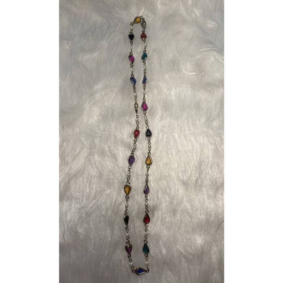 -NECKLACE VTG Made In Korea Station Faux Seed Pearl&Glass Teardrop Jewels - Picture 11 of 11